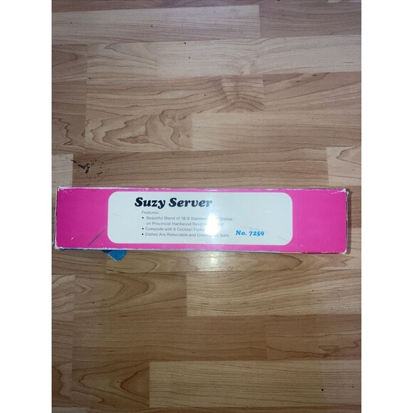 NOS Vintage Wood Chrome Suzy Server Mid Century Gail Craft Japan Lazy Susan - Picture 2 of 9